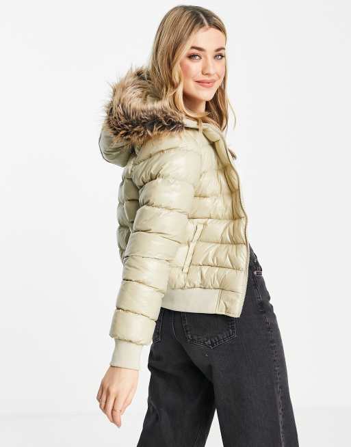 Brave Soul river puffer coat with faux fur trim hood, 2 of 4