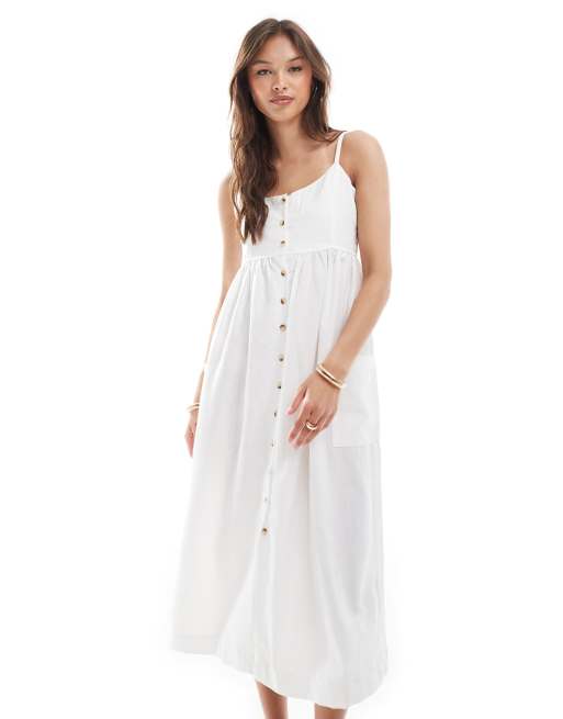 Brave Soul - Robe boutonnée mi-longue à bretelles - Crème, 2 de 4