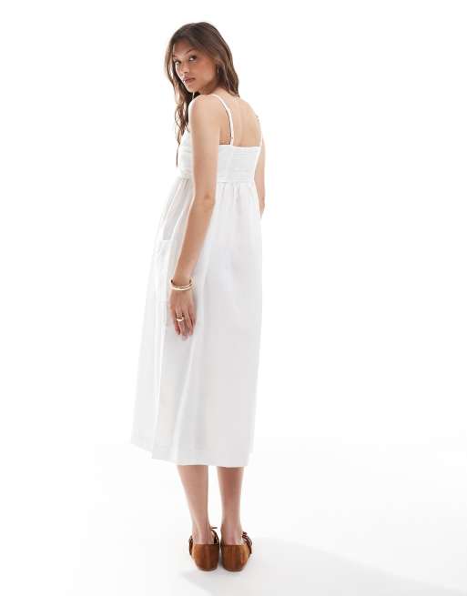 Brave Soul - Robe boutonnée mi-longue à bretelles - Crème, 4 de 4