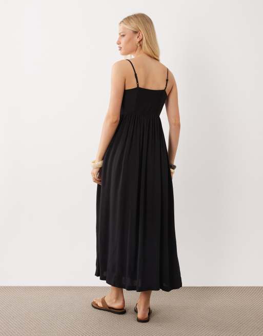Brave Soul - Robe longue bordée de dentelle à bretelles - Noir, 4 de 4