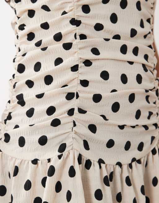 Brave Soul - Robe mi-longue à bretelles et taille basse - Crème à pois, 3 de 4