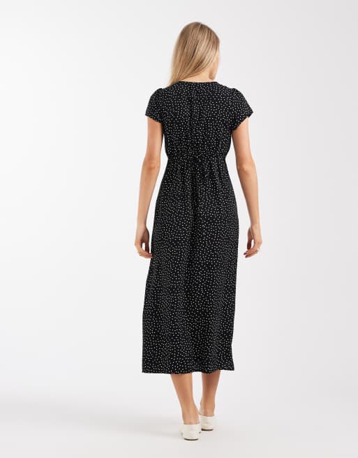 Brave Soul - Robe mi-longue nouée sur le devant avec détails en dentelle - Noir à pois , 4 de 4