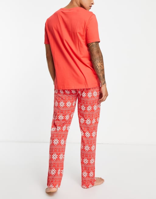 Brave Soul – Röd och vit, fairislemönstrad pyjamas med snöflingor, 2 av 4