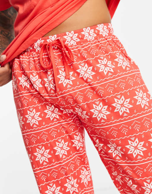 Brave Soul – Röd och vit, fairislemönstrad pyjamas med snöflingor, 3 av 4