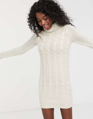 roll neck knit jumper dress