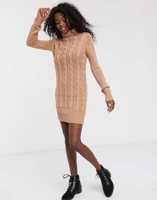pink cable knit sweater dress