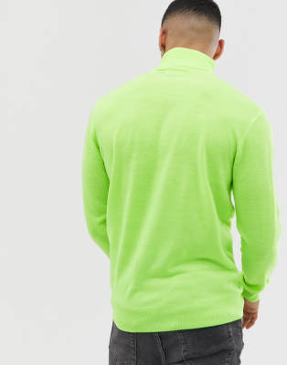 neon green roll neck jumper