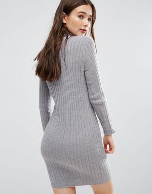 grey polo neck jumper dress