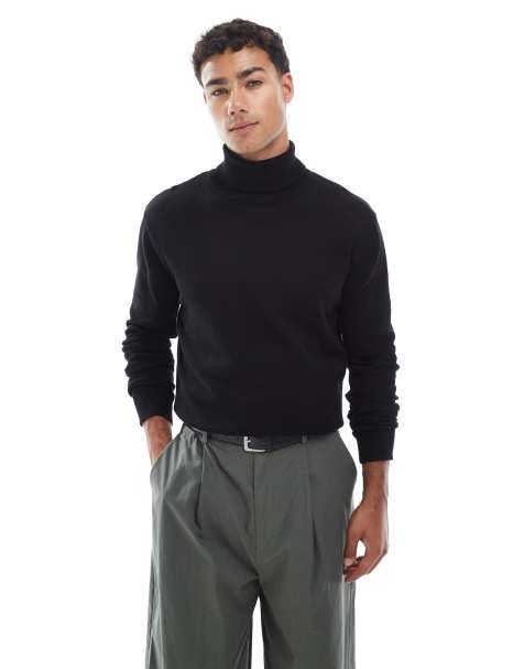 Brave Soul roll neck sweater in black - view 1