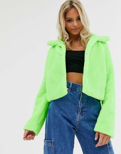 Neon fluffy cheap jacket