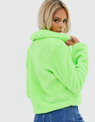 neon green cropped jean jacket