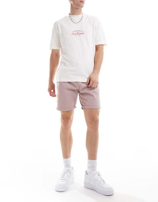 Brave Soul – Rosa chino-shorts med elastisk midja