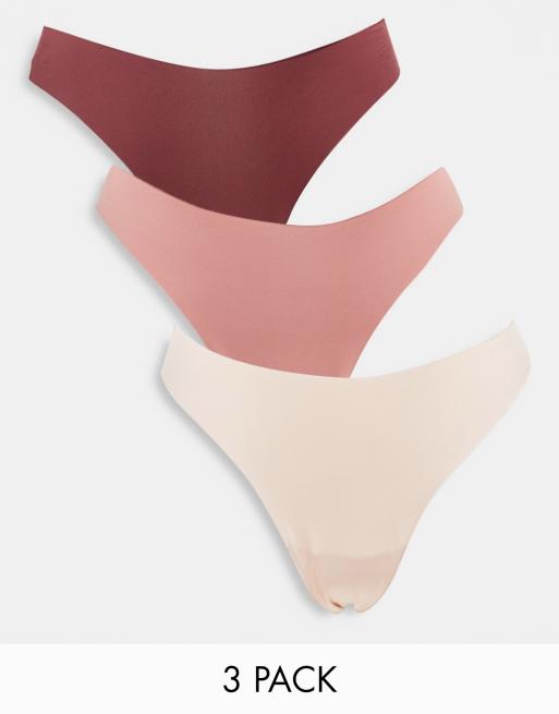 Brave Soul – Rosa, hallonröda och sandfärgade stringtrosor i mikrofiber, 3-pack