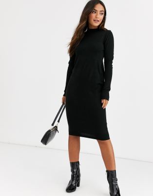 mock neck midi sweater dress