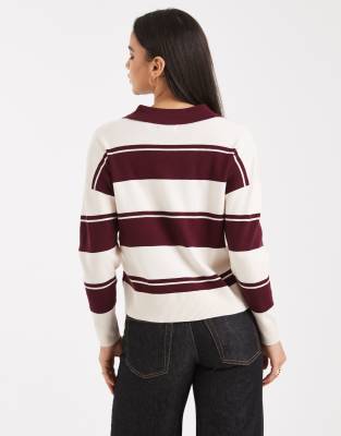 Brave Soul Rugby Knit Polo Sweater In Multi