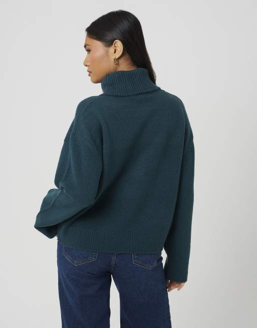 Brave Soul ruimvallende coltrui van breisel in teal, 2 van 4