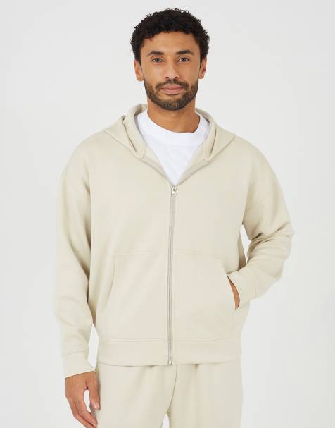 Brave Soul - Ruimvallende hoodie met rits in beige - view 1