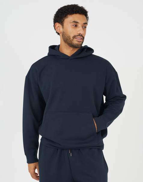 Brave Soul - Ruimvallende hoodie met zak in marineblauw - view 1