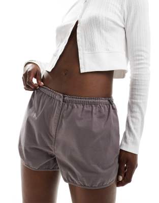 Brave Soul runner shorts in grey with drawcord waist