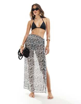 Brave Soul - Sarong mit Zebraprint-Schwarz