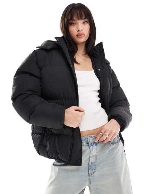 Brave Soul Schwarze Steppjacke mit Kapuze