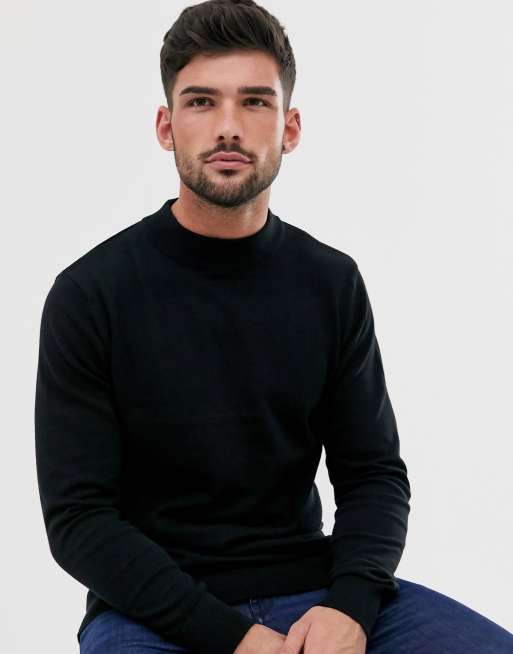 Brave Soul – Schwarzer Rollkragenpullover aus 100 % Baumwolle