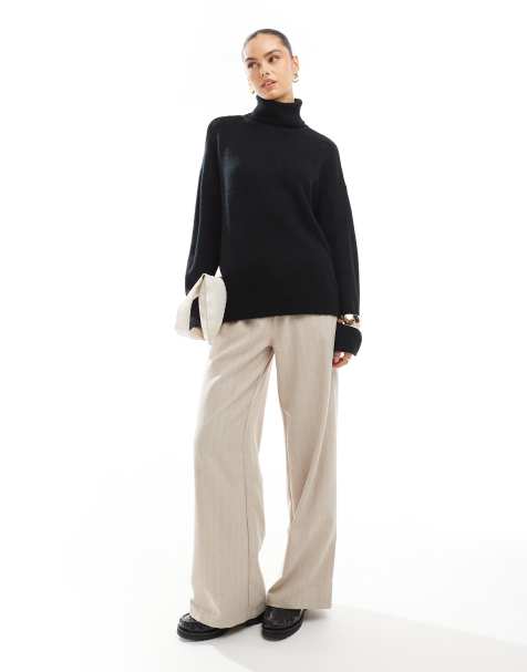 Brave Soul – Schwarzer Strickpullover mit Rollkragen - view 1