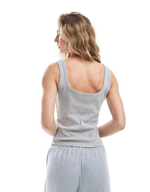Brave Soul scoop neck cap sleeve t-shirt in grey, 3 of 4