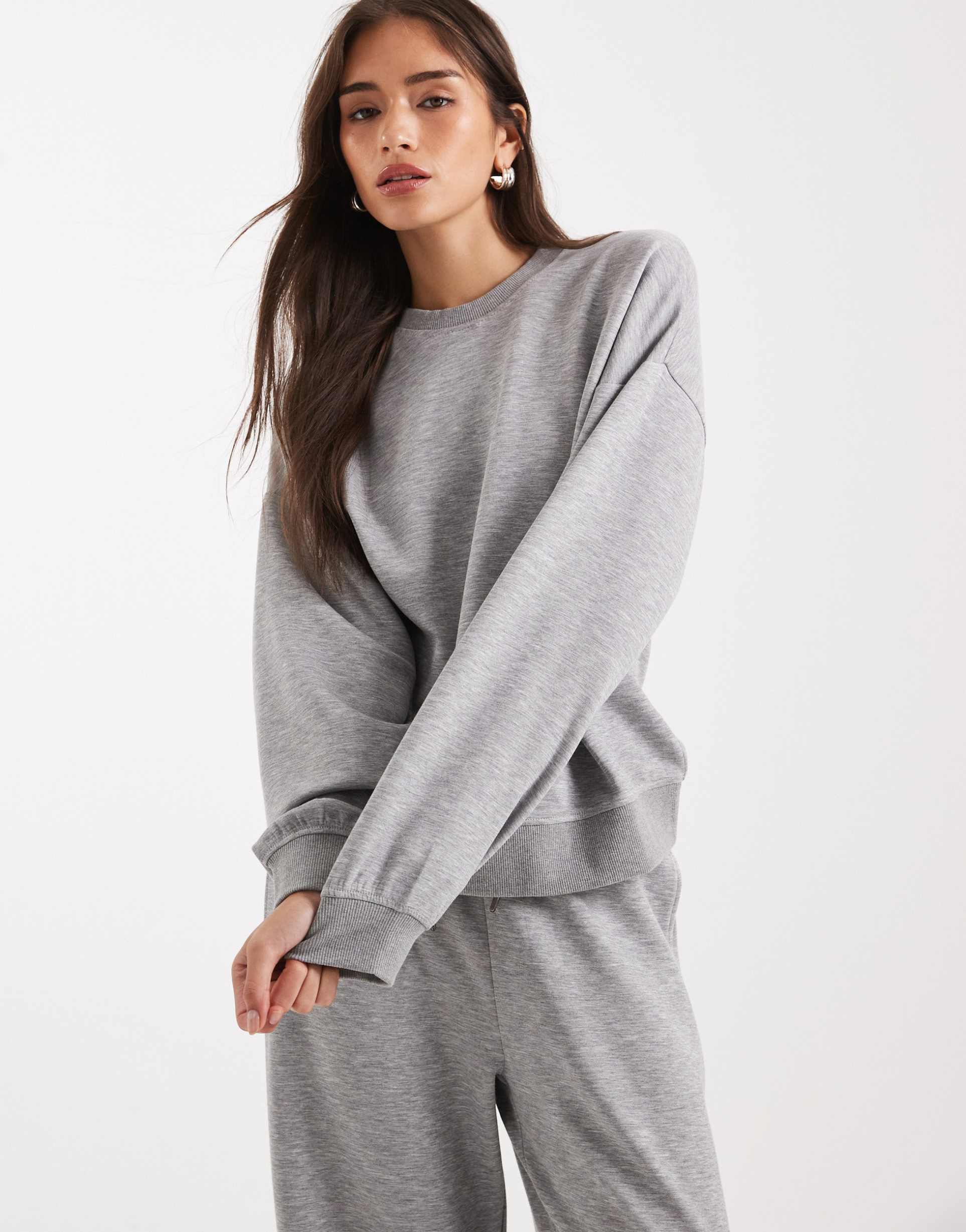 brave soul scuba-style fabric sweatshirt in gray heather