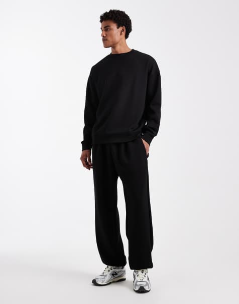 Brave Soul scuba-style fabric trackies in black (part of a set) - view 1