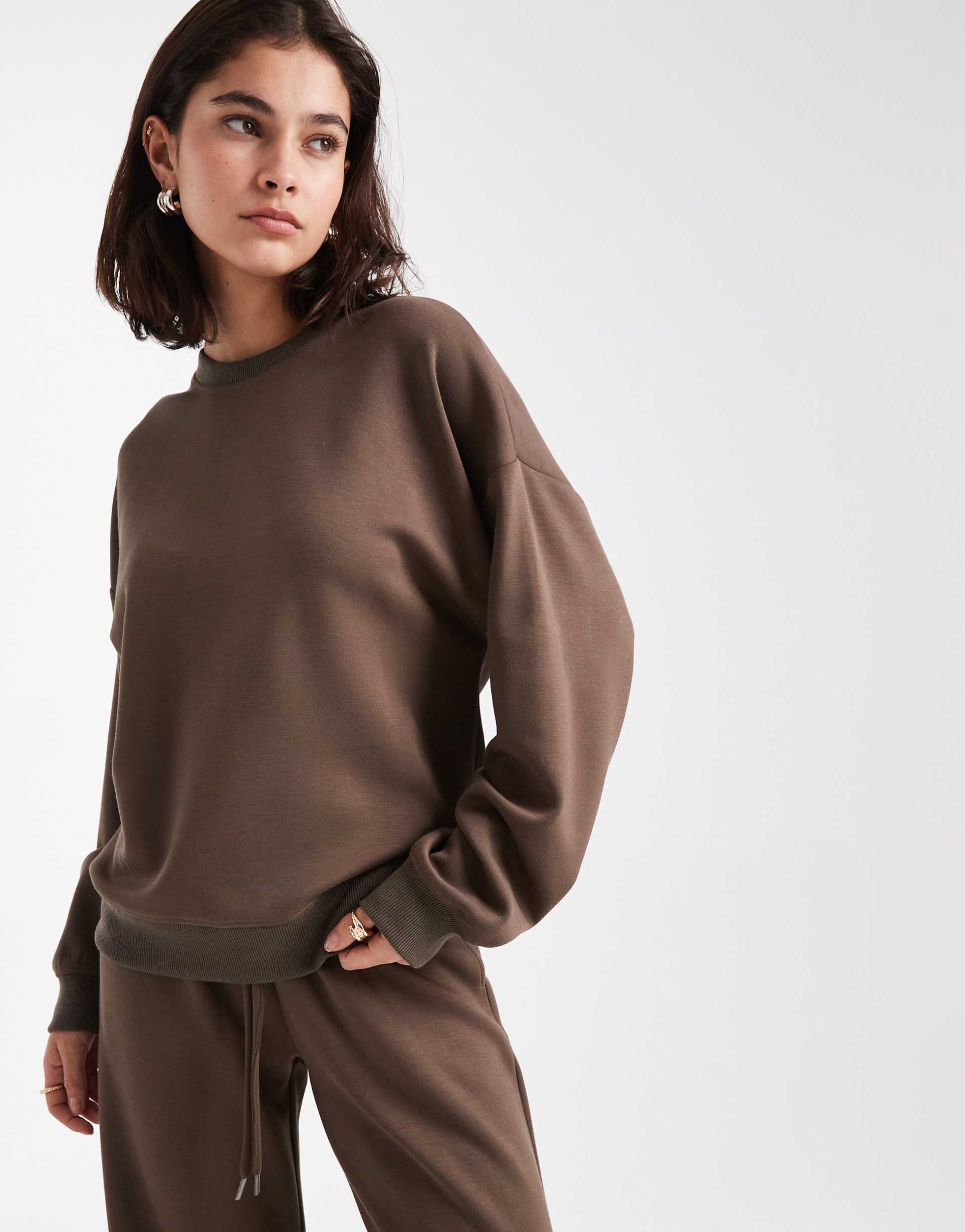 brave soul scuba-style sweatshirt in taupe