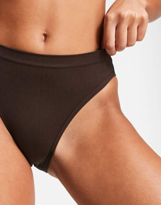 Brave Soul seamless high waisted brief in chocolate