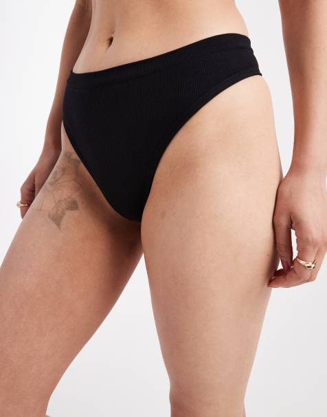 Brave Soul seamless lingerie thong in black - view 1