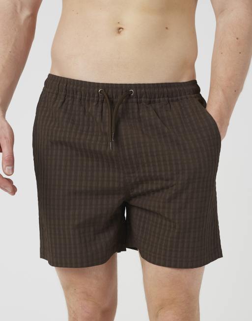 Brave Soul – Seersucker-Badeshorts in Braun, 4 von 4