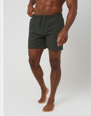 Seersucker-Badeshorts in Khaki-Grün Grün 2XL