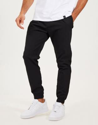 Seersucker-Hose in Schwarz mit Bündchen Schwarz XS