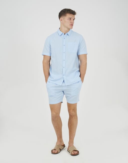 Brave Soul Seersucker-Shorts in Hellblau, 3 von 4