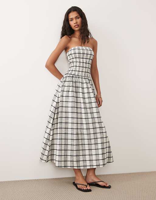 strapless plaid dress Dave Midi Womens Hold Me Here Strapless Plaid Mini Dress in Light Blue Brave Soul Bandeau Gingham Midi