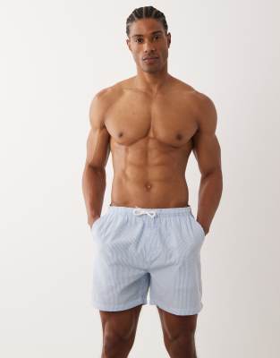 Brave Soul Seersucker Swim Shorts In Blue
