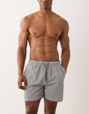 Brave Soul Seersucker Swim Shorts In Gray