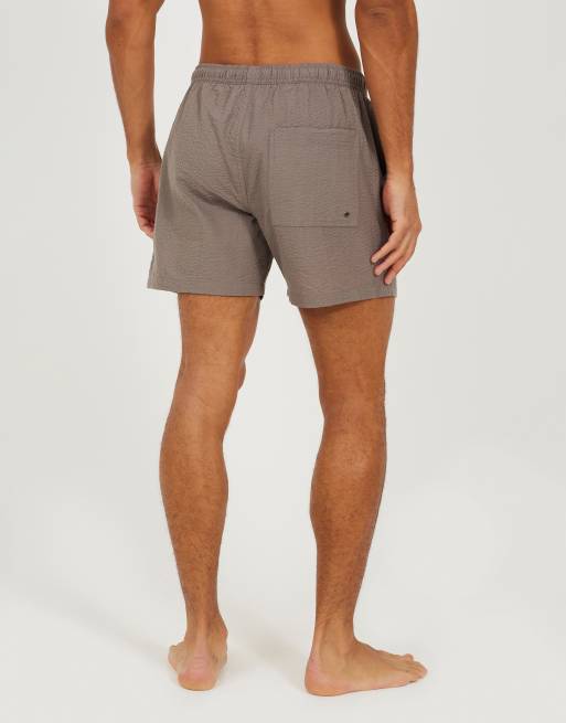 Brave Soul Seersucker swim shorts in taupe, 2 of 4