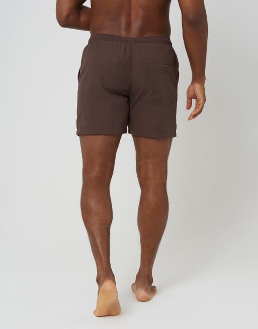 Brave Soul - Seersucker zwemshort in bruin, 2 van 4