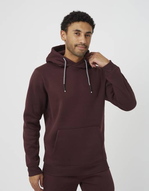 Brave Soul set con felpa con cappuccio con scollo incrociato e joggers color borgogna, 3 di 3