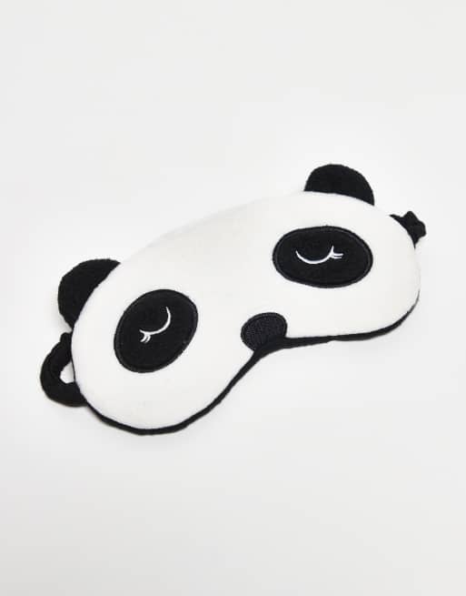 Brave Soul - Set da notte bianco e nero con design a tema panda composto da calzini soffici e mascherina da notte con orecchie, 3 di 3