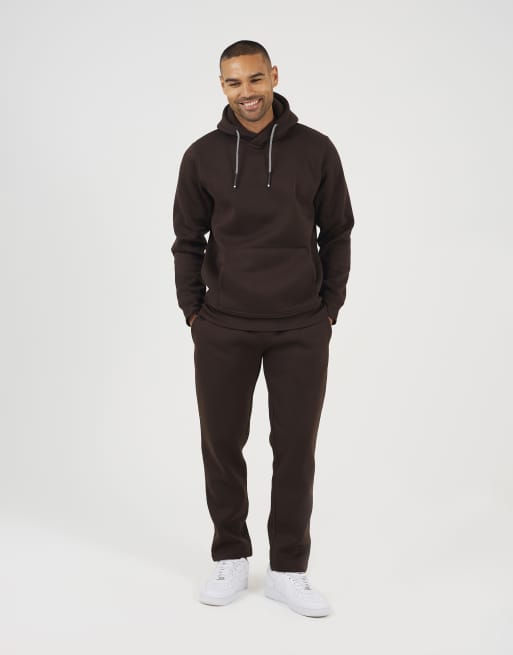 Brave Soul – Set in Schokobraun aus Kapuzenpullover mit überkreuztem Ausschnitt und Jogginghose, 2 von 3