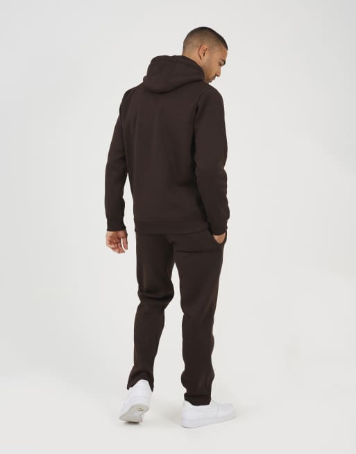 Brave Soul – Set in Schokobraun aus Kapuzenpullover mit überkreuztem Ausschnitt und Jogginghose, 3 von 3