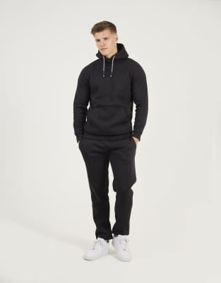 Set in Schwarz aus Kapuzenpullover mit überkreuztem Ausschnitt und Jogginghose Schwarz 2XL
