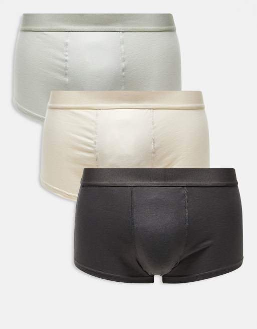 Brave Soul - Set van 3 boxershorts in antraciet, groen en stone