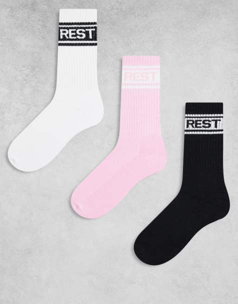 Brave Soul - Set van 3 paar sportsokken met logo in zwart, roze en wit - view 1