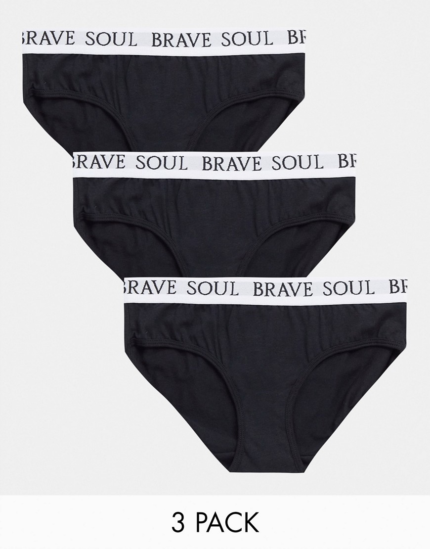 Brave Soul - Set van 3 zwarte onderbroeken
